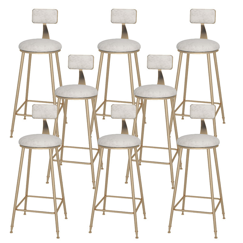 Glam Upholstered Dining Stools Round Bar Stools with Metal Base