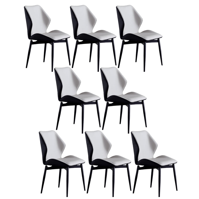 Upholstered Armless Industrial Chair Home Black Metal Legs Dining Chair Cream Gray 8 Piece Set Clearhalo 'Dining Chairs' 'Dining Tables & Seating' 'dining_chair' 'furn' 'furn_dining_chair' 'Furniture' 'Kitchen & Dining Furniture' 6955573