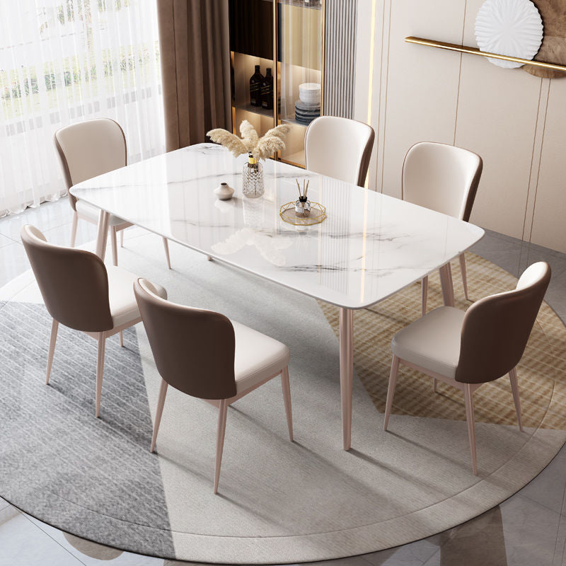 Dining Room Dinner Kitchen Table 4 Legs Rectangle Dining Table White Without Chairs Clearhalo 'Dining Tables & Seating' 'Dining Tables' 'dining_table' 'furn' 'furn_dining_table' 'Furniture' 'Kitchen & Dining Furniture' 6956593