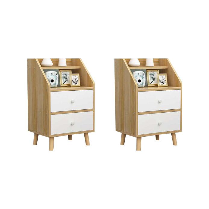 Open Storage Accent Table Nightstand Antique Finish Modern Bed Nightstand with Legs 14.5"L x 12"W x 24"H Light Walnut 2 Piece Set Clearhalo 'Bedroom Furniture' 'furn' 'furn_night_stand' 'Furniture' 'night_stand' 'Nightstands' 6956939