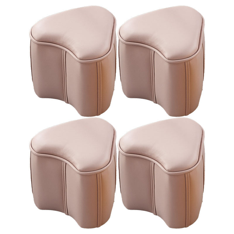 Solid Color Leather Standard Stool Modern Style Simple Unique Shape Footrest Pink 4 Piece Set Clearhalo 'furn' 'furn_ottomans_poufs' 'Furniture' 'Living Room Furniture' 'Ottomans & Poufs' 'ottomans_poufs' 6958398
