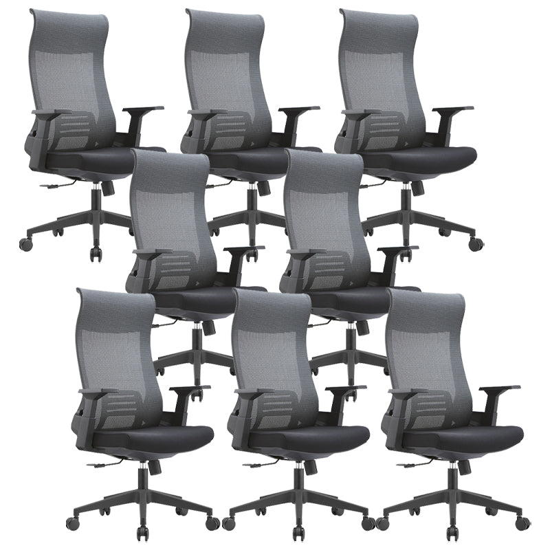Fixed Arms Desk Chair Modern Adjustable Seat Height Swivel Chair with Breathable Back 8 Piece Set Clearhalo 'furn' 'furn_office_chair' 'Furniture' 'Office Chairs' 'Office Furniture' 'office_chair' 6959166