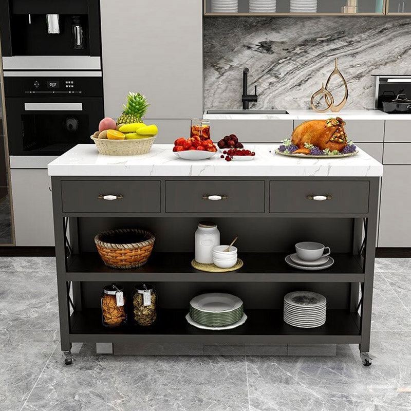 Modern Open Storage Prep Table Dining Room Kitchen Trolley with Drawer