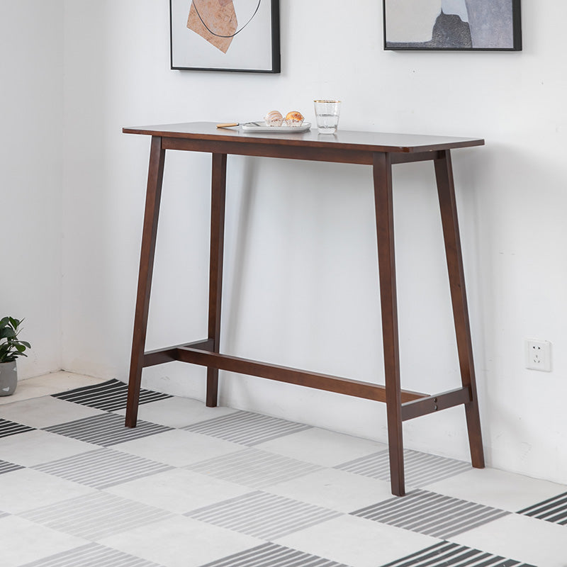 Eigentijdse rechthoekige staaf tafel massief houten tophoogte bar eettafel