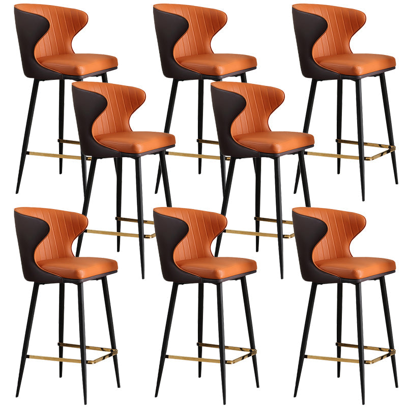 Tabouret de bar à dos de barre de barre de creux de style moderne en cuir bas pour cuisine