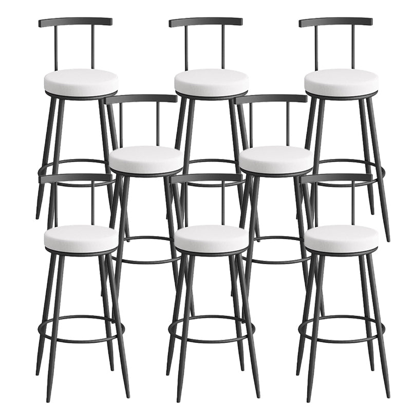 Glam Faux Leather Dining Stools Upholstered Bar Stools with Metal Base