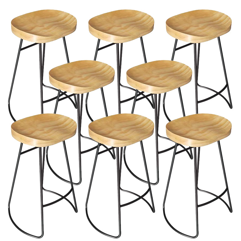 Contemporary Dining Stools Solid Wood Bar Stools with Footrest