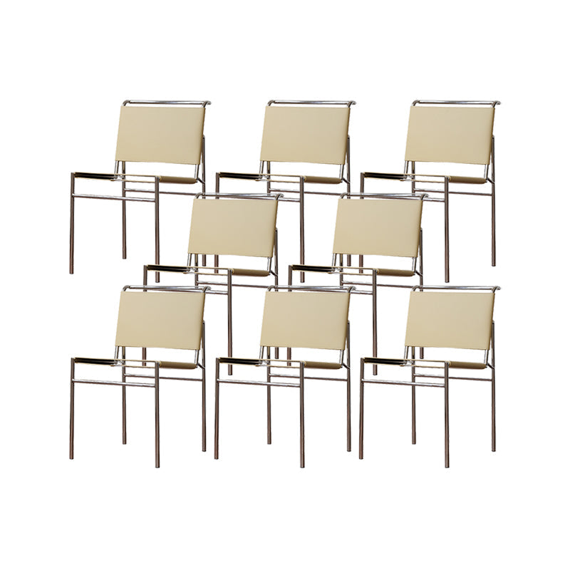 Modern Style Side Chair Faux Leather Open Back Dining Chair for Home Yellow 8 Piece Set Clearhalo 'Dining Chairs' 'Dining Tables & Seating' 'dining_chair' 'furn' 'furn_dining_chair' 'Furniture' 'Kitchen & Dining Furniture' 6962825