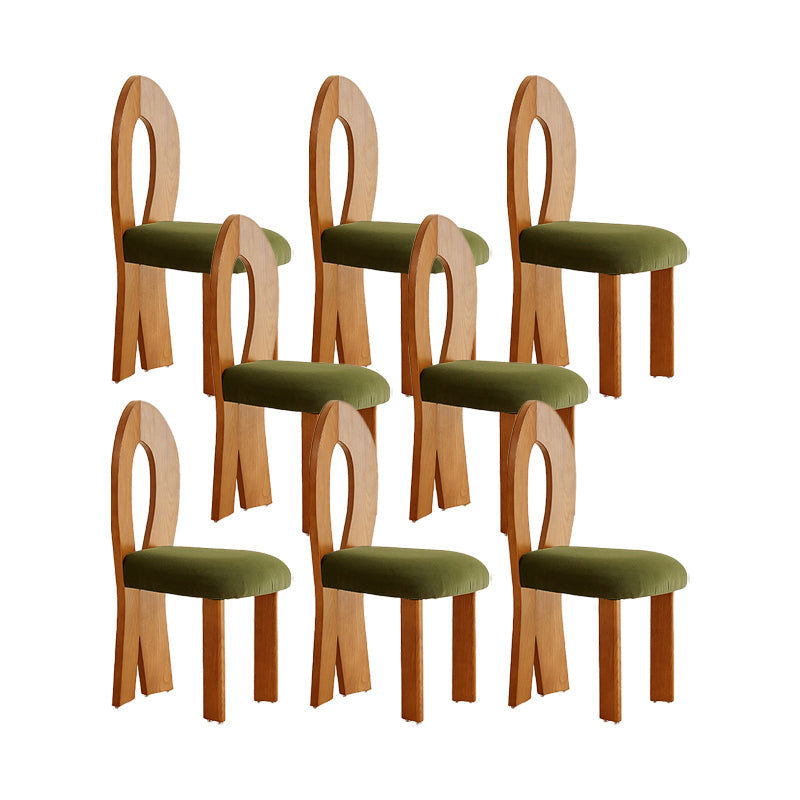 Moderne zijstoel Velvet houten basis eetkamerstoel voor woonkamer