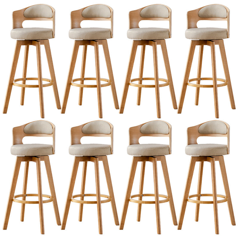 Low Back Dining Stools Round Armless Bar Stools with Wood Base