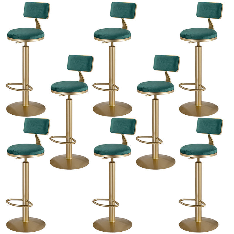 Adjustable Height Bar Stools Glam Dining Stools with Metal Base