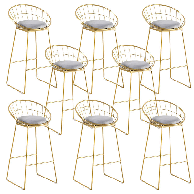 Round Low Back Dining Stools Armless Bar Stools with Metal Base Gold-grey 8 Piece Set Clearhalo 'Bar Furniture' 'Bar Stools' 'bar_stools' 'furn' 'furn_bar_stools' 'Furniture' 'Kitchen & Dining Furniture' 6967839