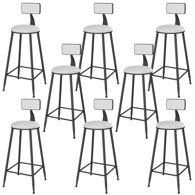 Low Back Faux Leather Dining Stools Armless Bar Stools with Metal Base