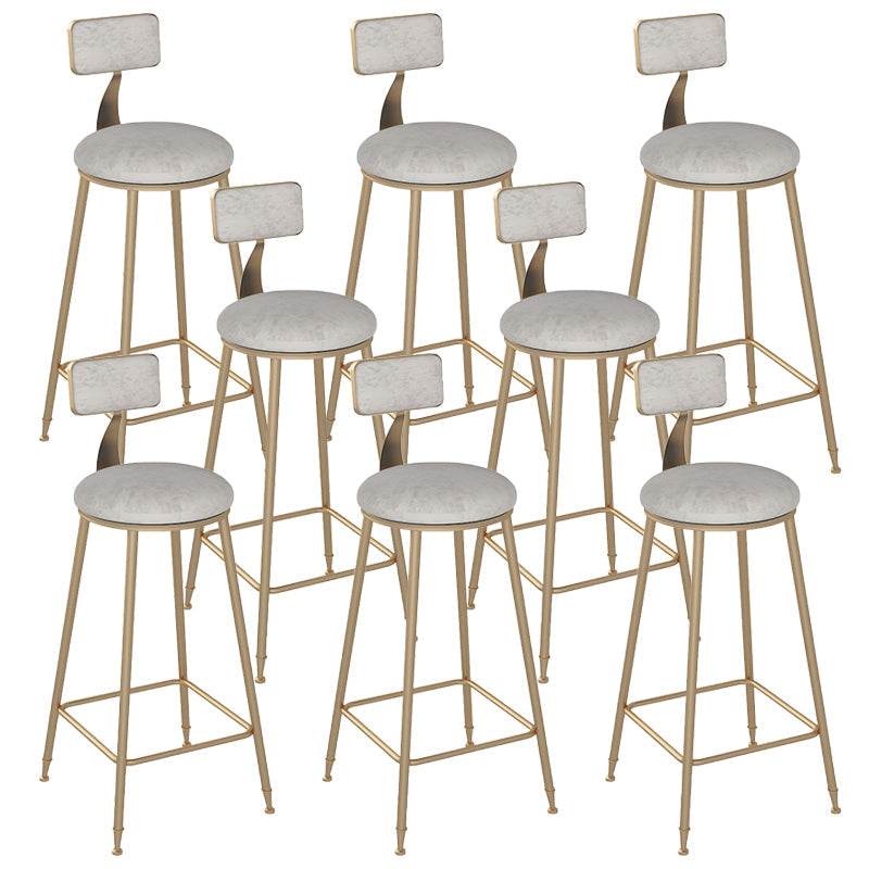 Low Back Bar Stool Glam Upholstered Dining Stool with Metal Base
