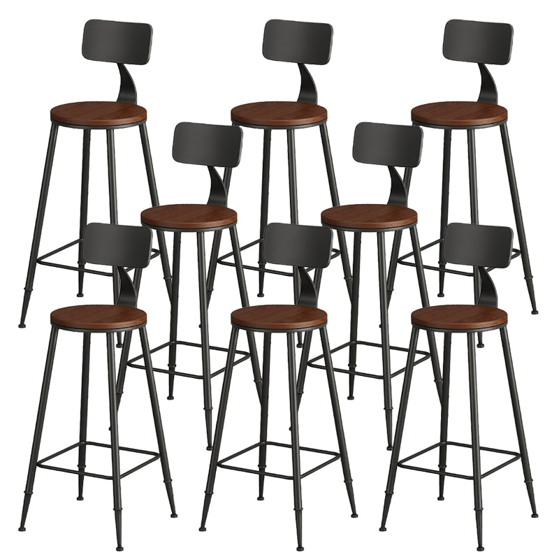 Contemporary Solid Wood Bar Stool Armless Dining Stool with Footrest