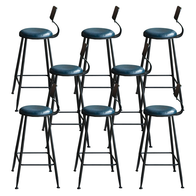 Faux Leather Dining Stools Industrial Bar Stool with Metal Legs