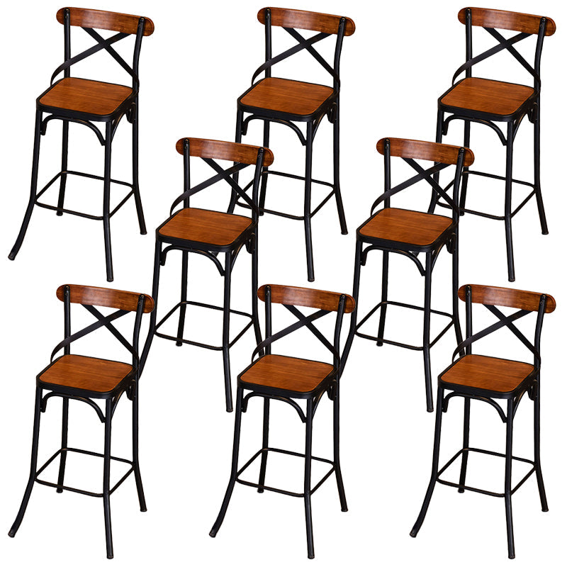 Solid Wood Dining Stools Industrial Dining Stools with Metal Base