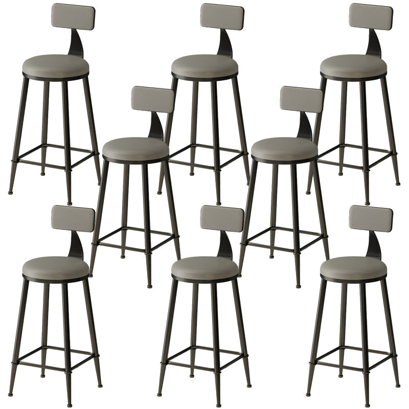 Low Back Dining Stools Round Armless Bar Stools with Metal Base