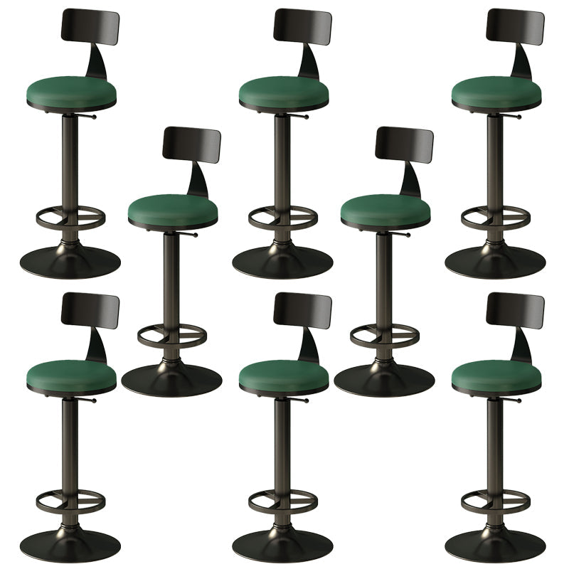 Low Back Dining Stool Adjustable Height Bar Stool with Metal Base Green 8 Piece Set Clearhalo 'Bar Furniture' 'Bar Stools' 'bar_stools' 'furn' 'furn_bar_stools' 'Furniture' 'Kitchen & Dining Furniture' 6968124