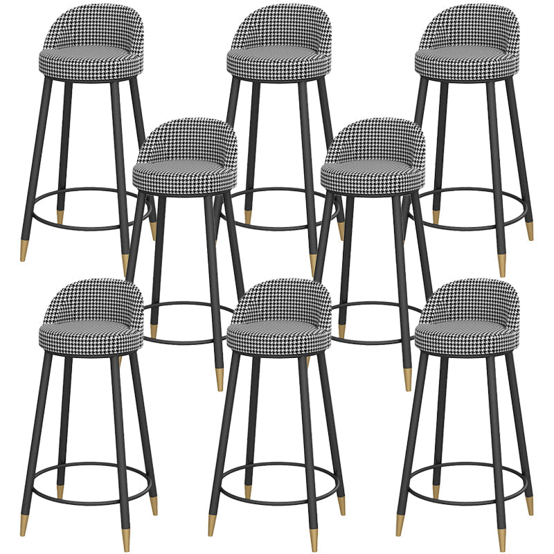 Glam Low Back Dining Stools Armless Bar Stools with Metal Base