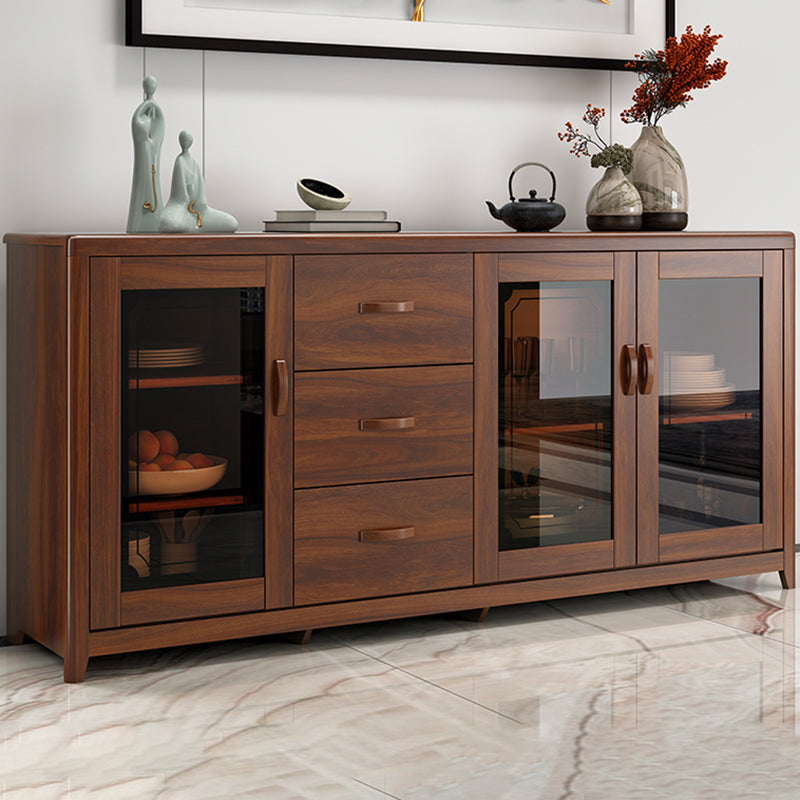 Porte in vetro da pranzo in legno moderno moderno in porcellana con cassetti