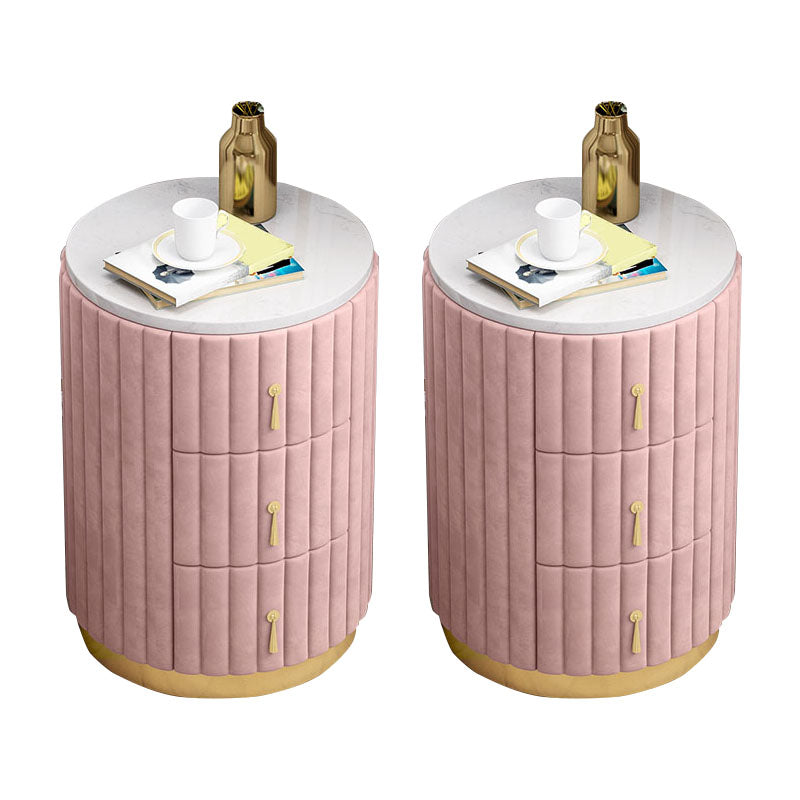 Modernism Storage Night Table 3 Drawers Bed Nightstand for Home Pink 2 Piece Set Clearhalo 'Bedroom Furniture' 'furn' 'furn_night_stand' 'Furniture' 'night_stand' 'Nightstands' 6969909