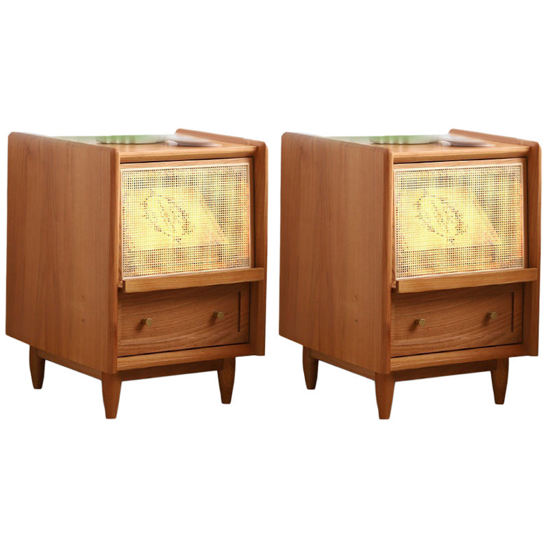 Modern Accent Table Nightstand Wood Night Table for Bedroom Home Cherry Wood 2 Piece Set Clearhalo 'Bedroom Furniture' 'furn' 'furn_night_stand' 'Furniture' 'night_stand' 'Nightstands' 6969954