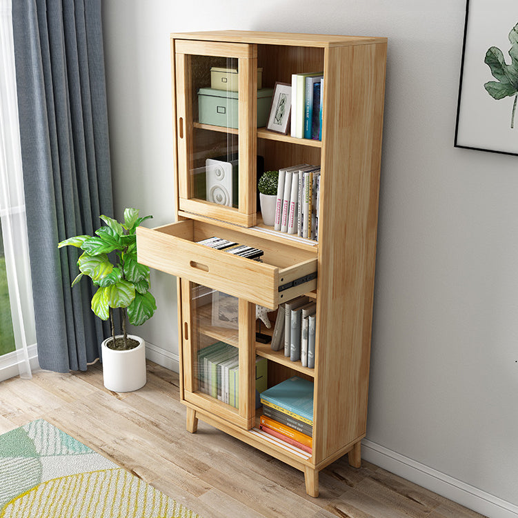Modern Style Closed Back Bookshelf Standard Wooden Bookcase with Cabinets 31"L x 12"W x 55"H Clearhalo 'Bookcases' 'furn' 'furn_bookcases' 'Furniture' 'Office Furniture' 6970485