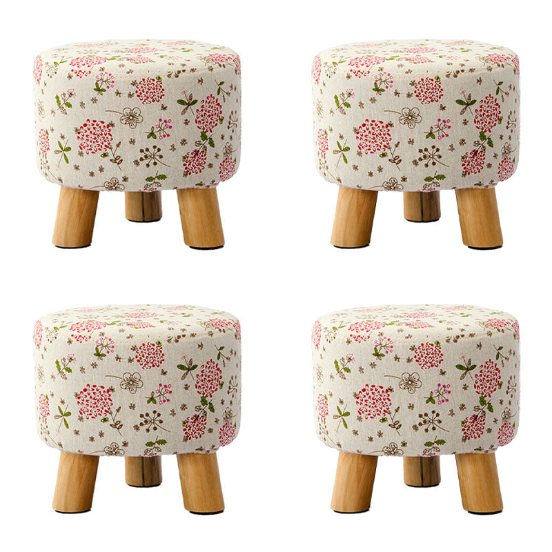 Fabric Standard Stool Contemporary Simple Round Upholstered Ottoman Pink 4 Piece Set Clearhalo 'furn' 'furn_ottomans_poufs' 'Furniture' 'Living Room Furniture' 'Ottomans & Poufs' 'ottomans_poufs' 6970797