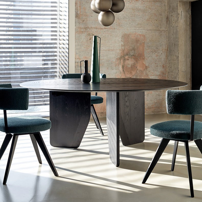 Mesa de cocina para comedor, mesa de comedor redonda de madera en negro