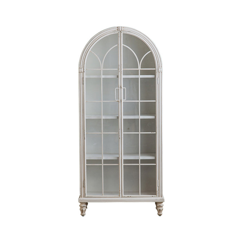 Traditional Pine Curio Cabinet Glass Doors Display Stand with Doors