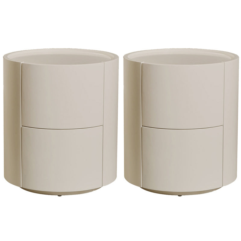 Contemporary Night Table Storage Accent Table Nightstand with 2 Drawers Off-White 2 Piece Set Clearhalo 'Bedroom Furniture' 'furn' 'furn_night_stand' 'Furniture' 'night_stand' 'Nightstands' 6977277