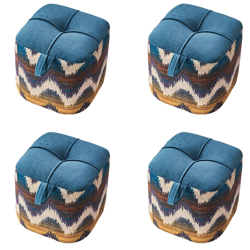 Color Block Fabric Standard Stool Modern Simple Upholstered Ottoman Velvet Blue 4 Piece Set Clearhalo 'furn' 'furn_ottomans_poufs' 'Furniture' 'Living Room Furniture' 'Ottomans & Poufs' 'ottomans_poufs' 6978786
