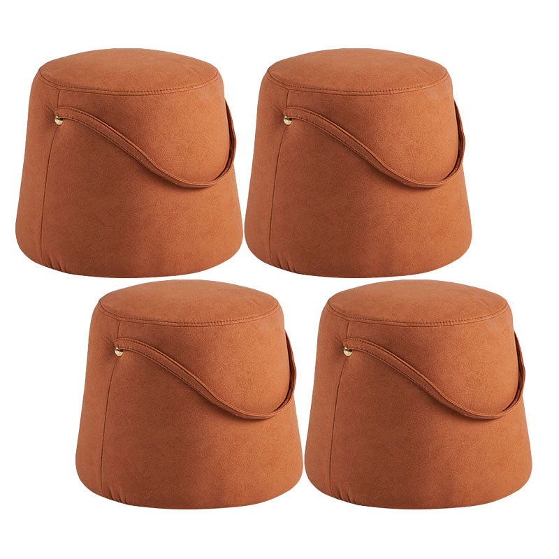 Solid Color Fabric Standard Stool Modern Style Simple Round Stool Orange Faux Leather 4 Piece Set Clearhalo 'furn' 'furn_ottomans_poufs' 'Furniture' 'Living Room Furniture' 'Ottomans & Poufs' 'ottomans_poufs' 6978828