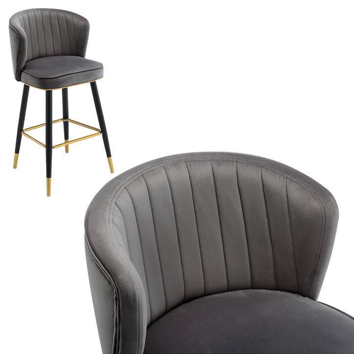 Scandinavian Iron Upholstered Counter Stools Black Low Back Bar Stools with Footrest Clearhalo 'Bar Furniture' 'Bar Stools' 'bar_stools' 'furn' 'furn_bar_stools' 'furniture_bar_stools' 'Kitchen & Dining Furniture' 'kitchen&dining_furn' 'kitchen' 'kitchen_furn' Furniture' 6982551