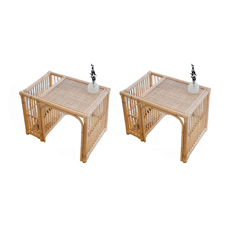 15.74" Tall Rattan End Table Rectangular Natural Accent Side Table