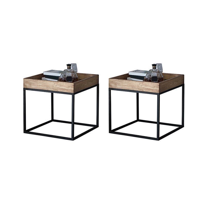 21.65" Tall Tray Top End Table Wood and Metal Frame Accent Side Table