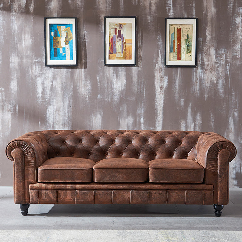 Chesterfield dunkelbraunes Sofa Apartment Tuxedo Arm liebt echtes Ledersofa