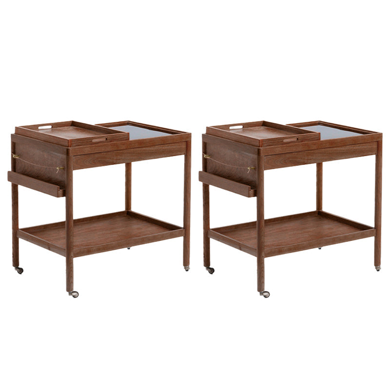 ストレージを備えた現代的なコーナーテーブル長方形の二重層リビングルームエンドテーブル