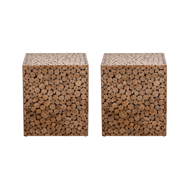 Solid Wood Living Room Side Table Light Brown Square End Table