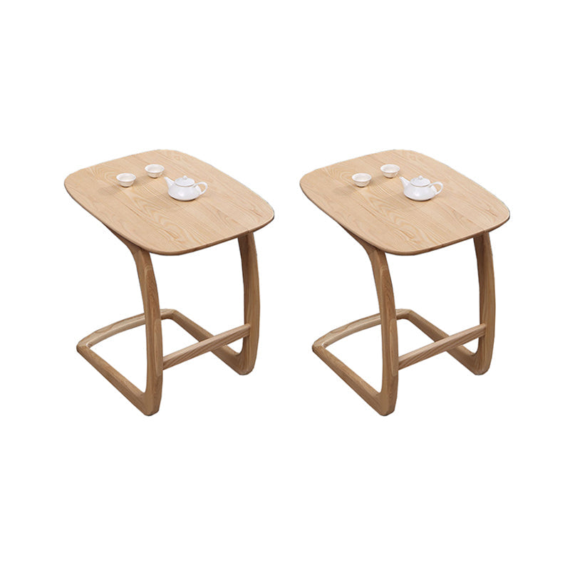 Modern Style Wood End Table Rectangular C-shape Sofa Side Accent Table
