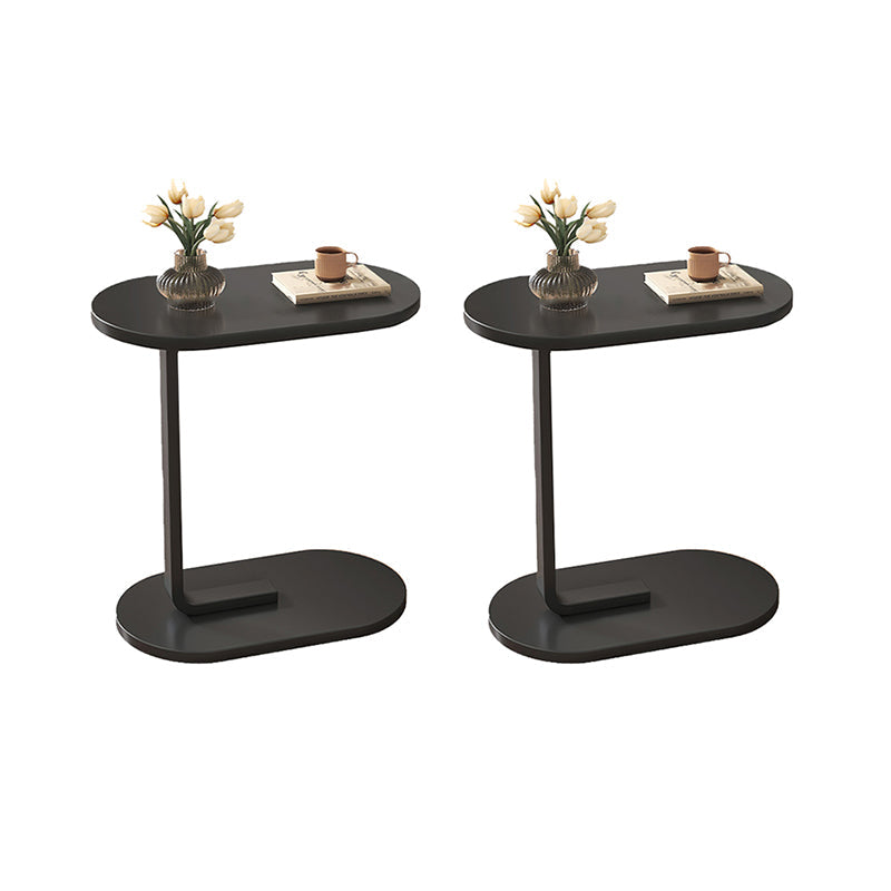 24.8" Tall C-shape End Table Wooden Accent Side Table for Living Room