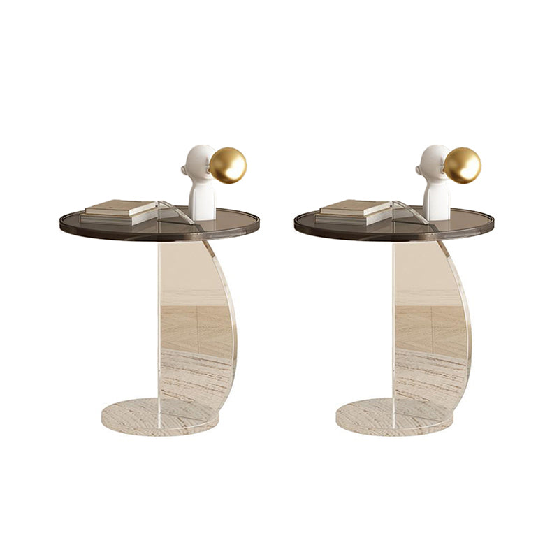 Glam Corner Table Plastic Pedestal Round Living Room Sofa Side Accent Table