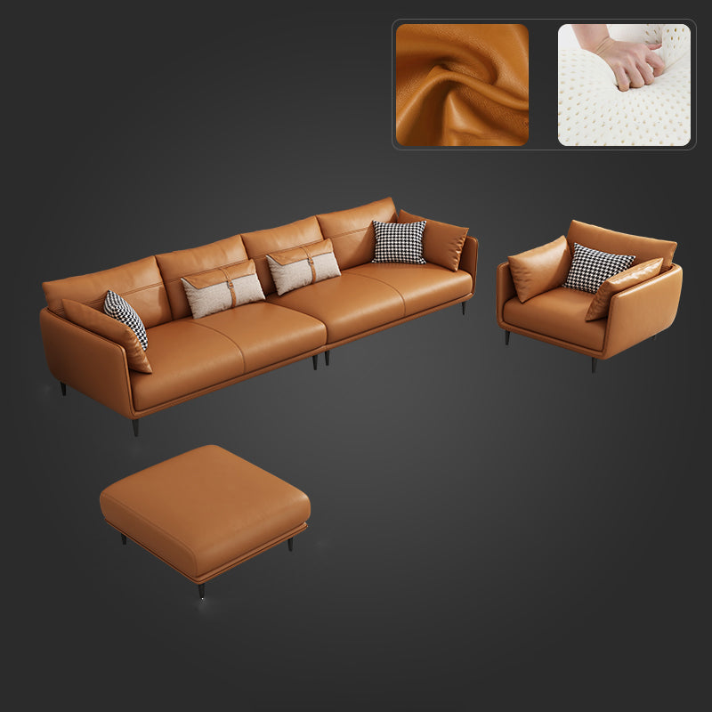 Medio de almohadas de naranja moderna almohada Top brazo asiento de cuero genuino