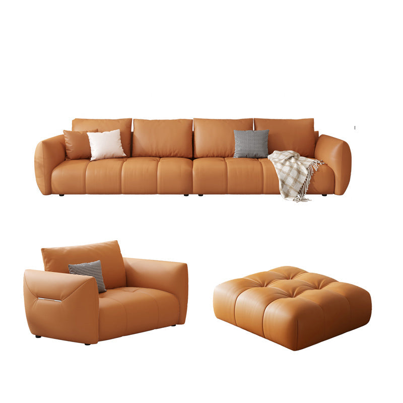 Scandinaves authentique cuir orange oreillers carrés de salon du bras carré