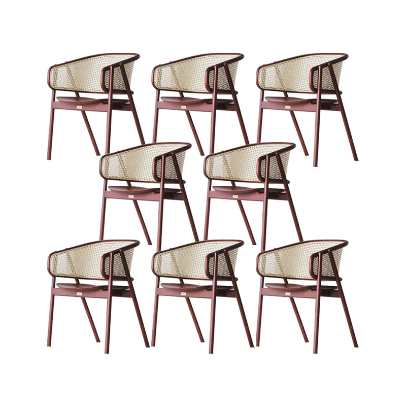 Chaise de bras en bois massif chaise à manger à dos ouvert moderne pour le salon