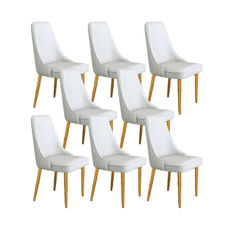 Glam Style Side Chair Parsons Leather Dining Chair with Gold Frame Light Gray 8 Piece Set Clearhalo 'Dining Chairs' 'Dining Tables & Seating' 'dining_chair' 'furn' 'furn_dining_chair' 'Furniture' 'Kitchen & Dining Furniture' 6986945