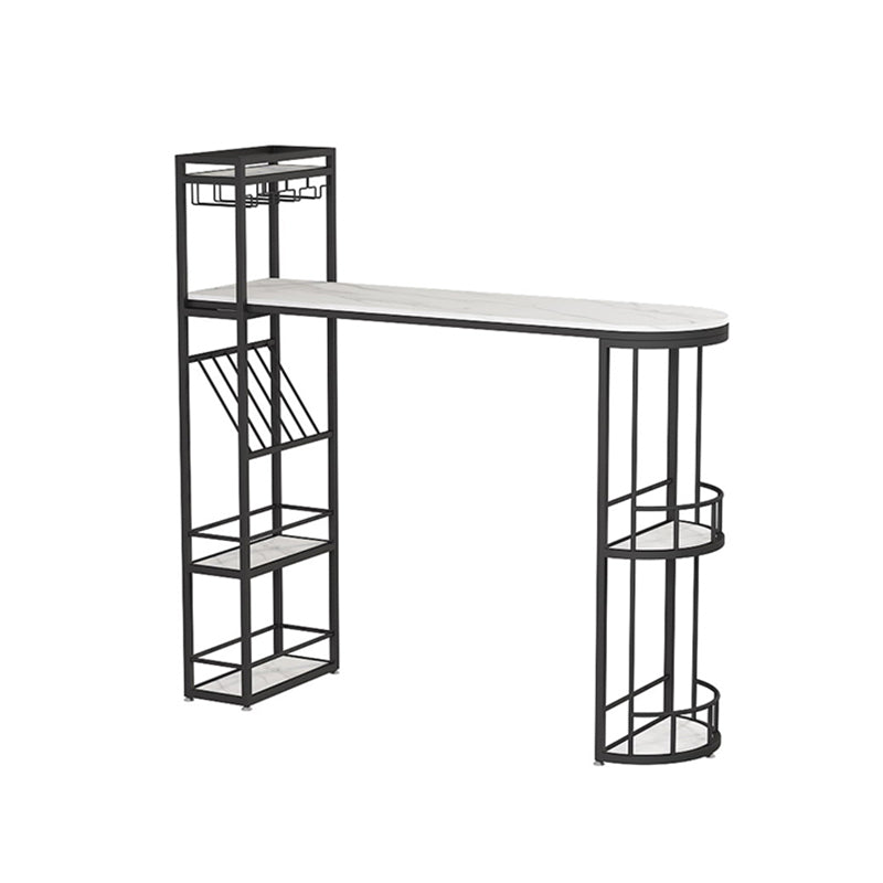 Iron Storage Base Bar Esstisch Moderner Bar Tisch mit Weinglashaltern und Weinregal