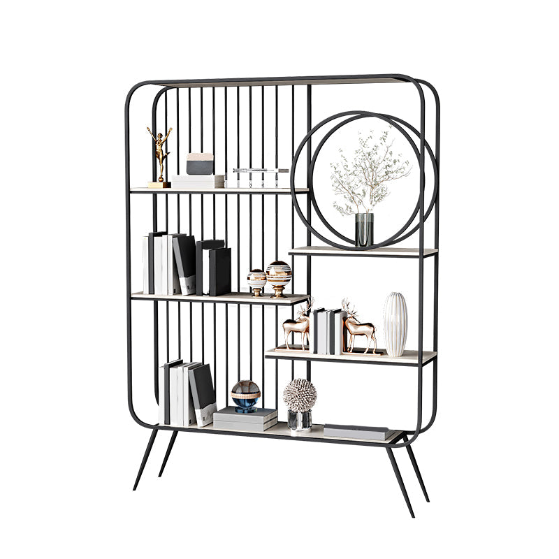 Metal Open Back Bookshelf Standard Shelves Included Bookcase for Study Room 55.1"L x 11.8"W x 70.9"H Black Clearhalo 'Bookcases' 'furn' 'furn_bookcases' 'Furniture' 'Office Furniture' 6987710
