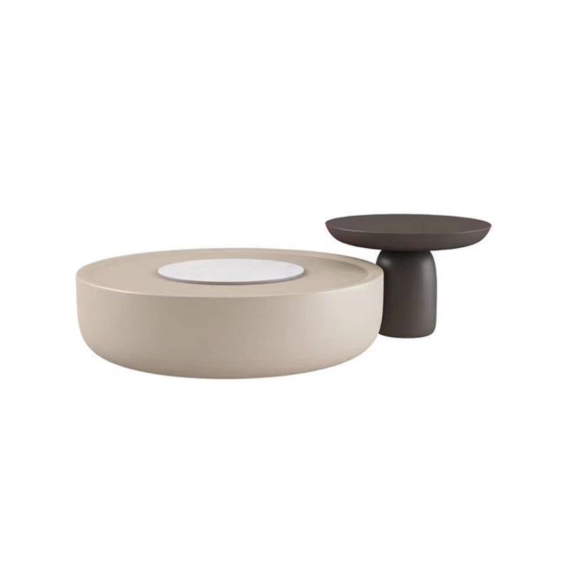 Set di tavolini contemporanei di tavolino con crema rotonda con cassetto